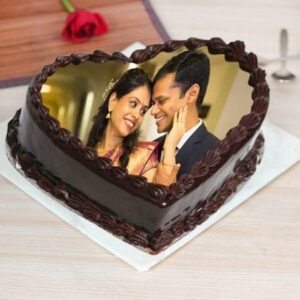 Heart Shape Chocolate Truffle Photo cake